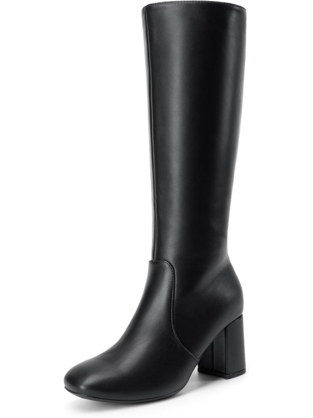 Dream Pairs Women's Black Square Toe Side Zipper Comfortable Knee High Boots